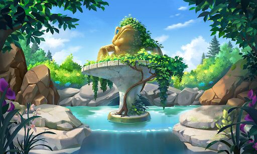 A whimsical frog statue presiding over a cascading waterfall, a touching memorial to a love that endures even in the face of loss.