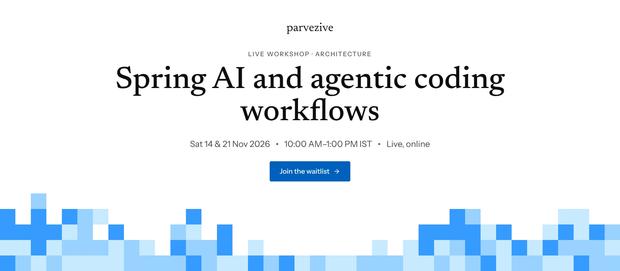 Spring AI and agentic coding workflows: live workshop banner