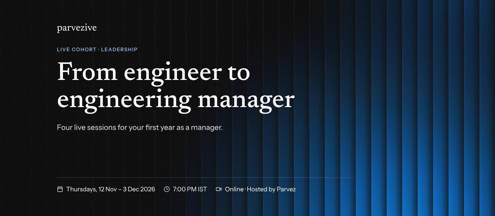 From engineer to engineering manager: live cohort banner
