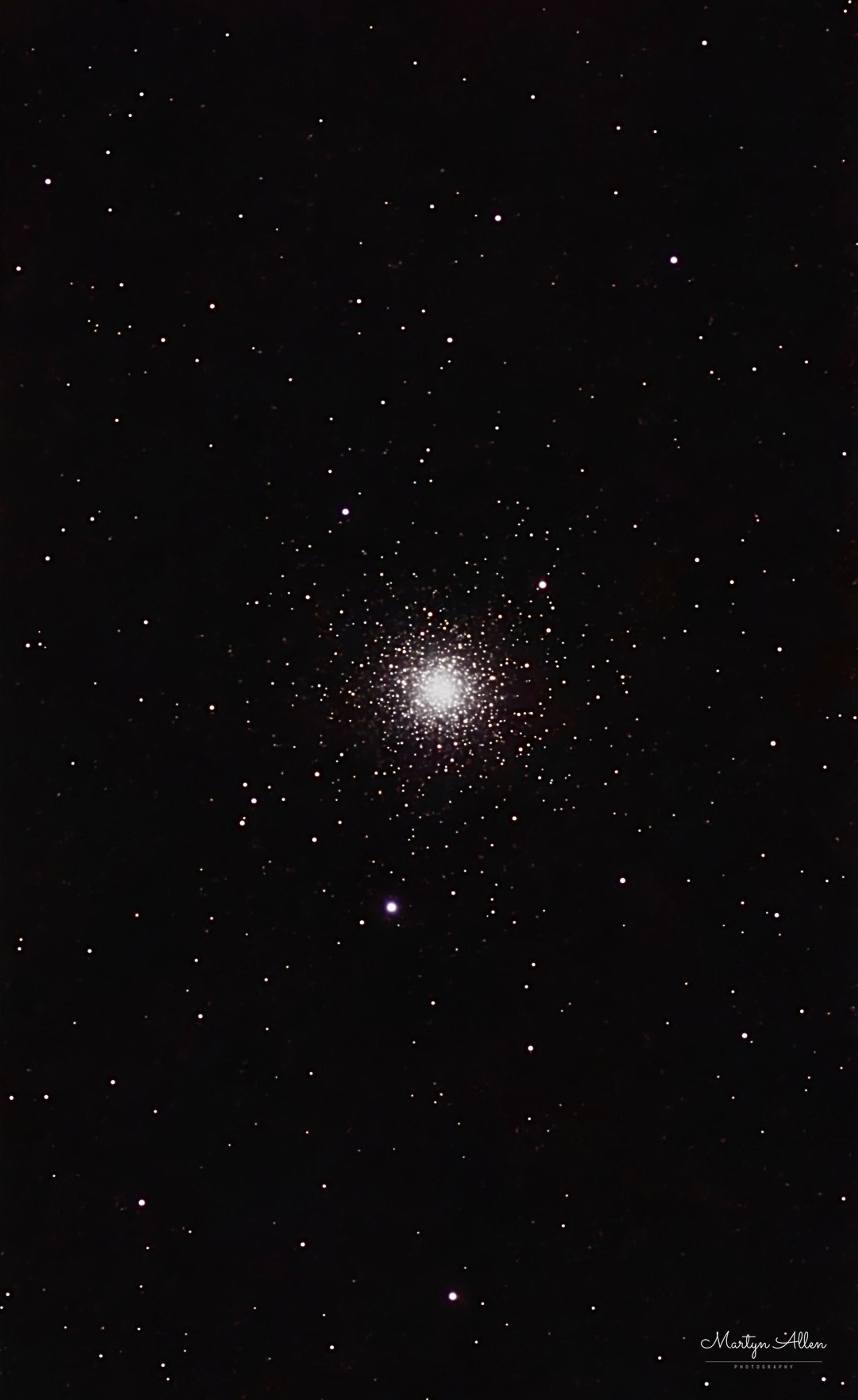 Messier 3 — a globular cluster of a few hundred thousand stars, resolved down to individual points in just 13 stacked subs.