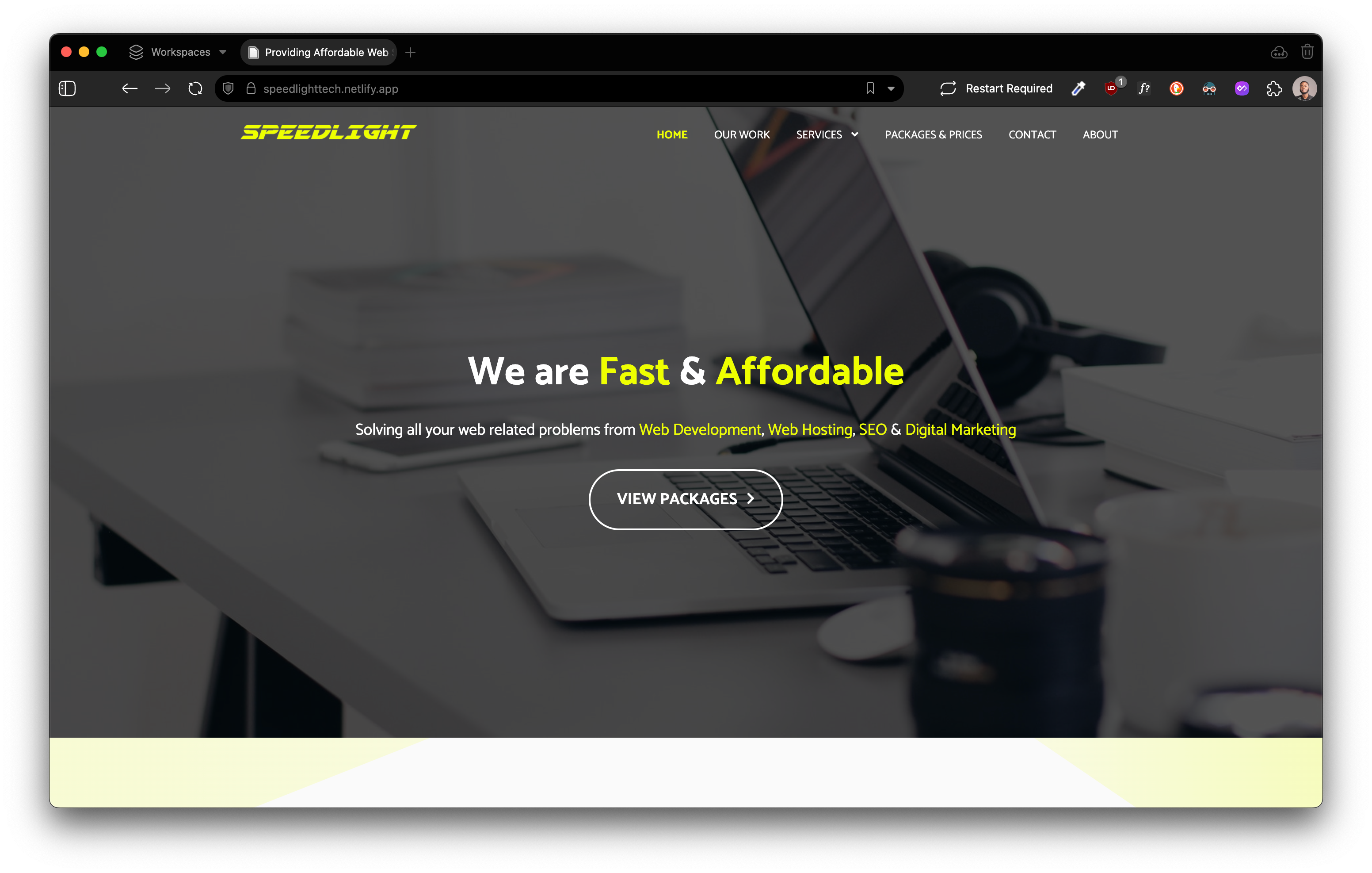 Landing Page for SpeedLight Tech
