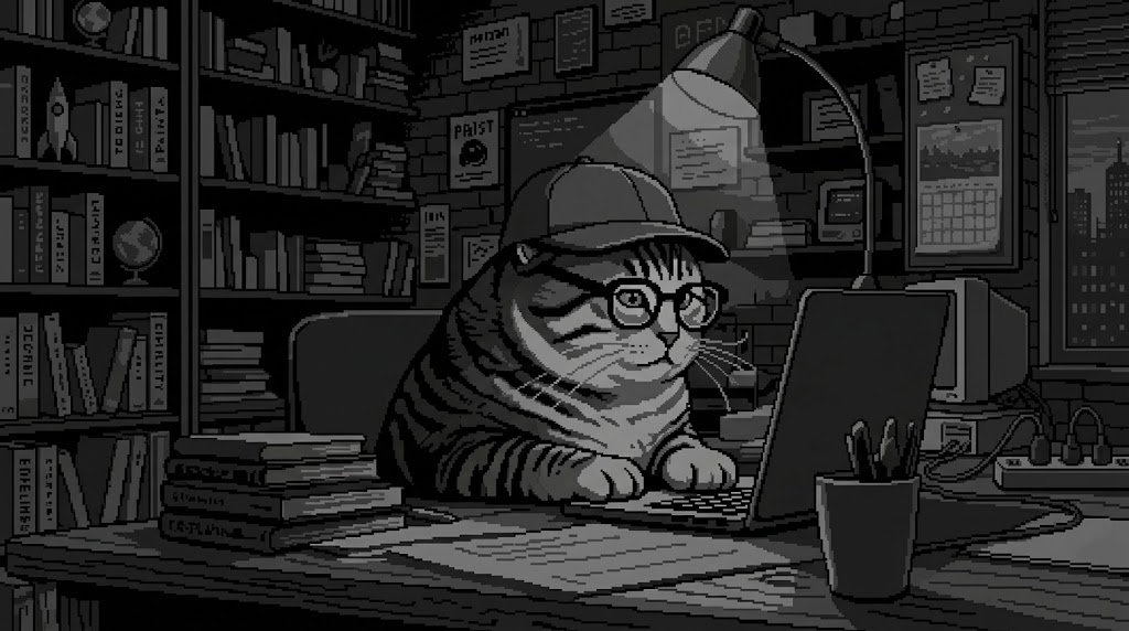 A cat on the laptop coding.