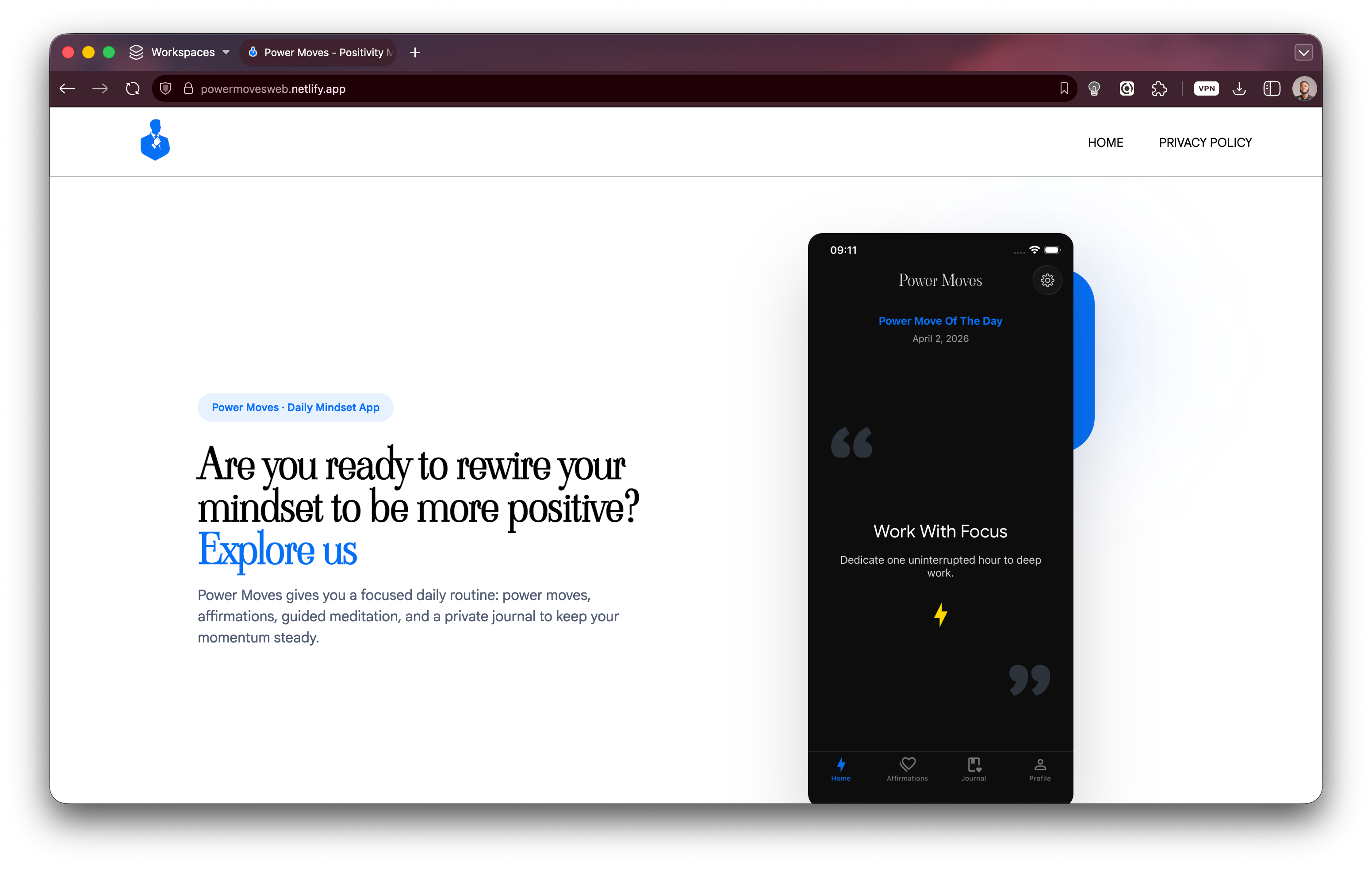 Power Moves Website Screenshot