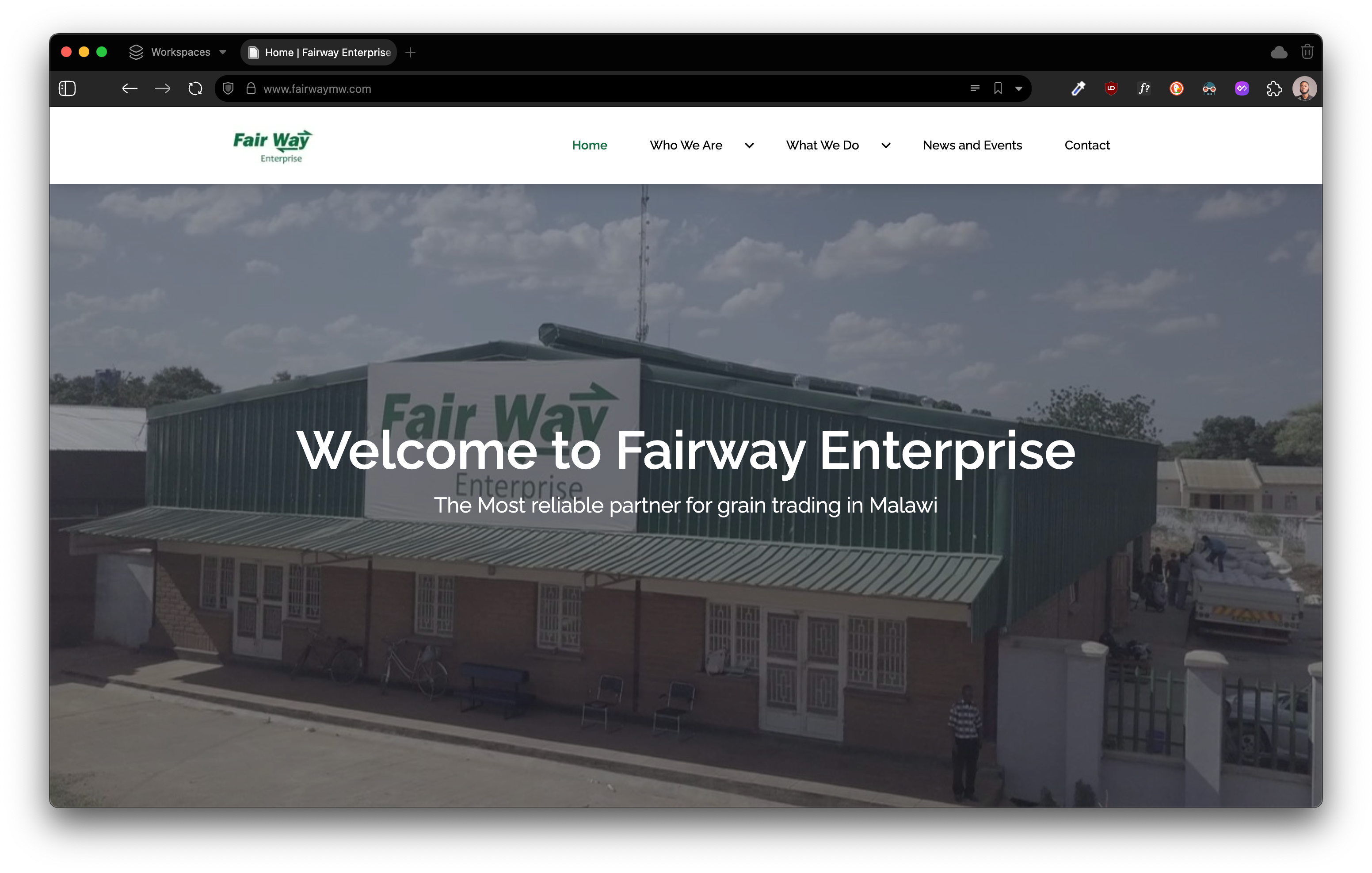 Screenshot for Fairway Landing Page