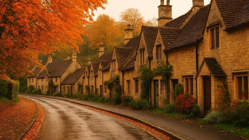 English village in autumn