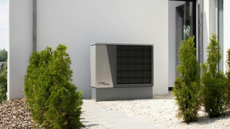heat pump installed on a modern house