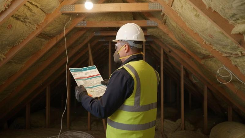 Builder installing insulation for EPC improvement 