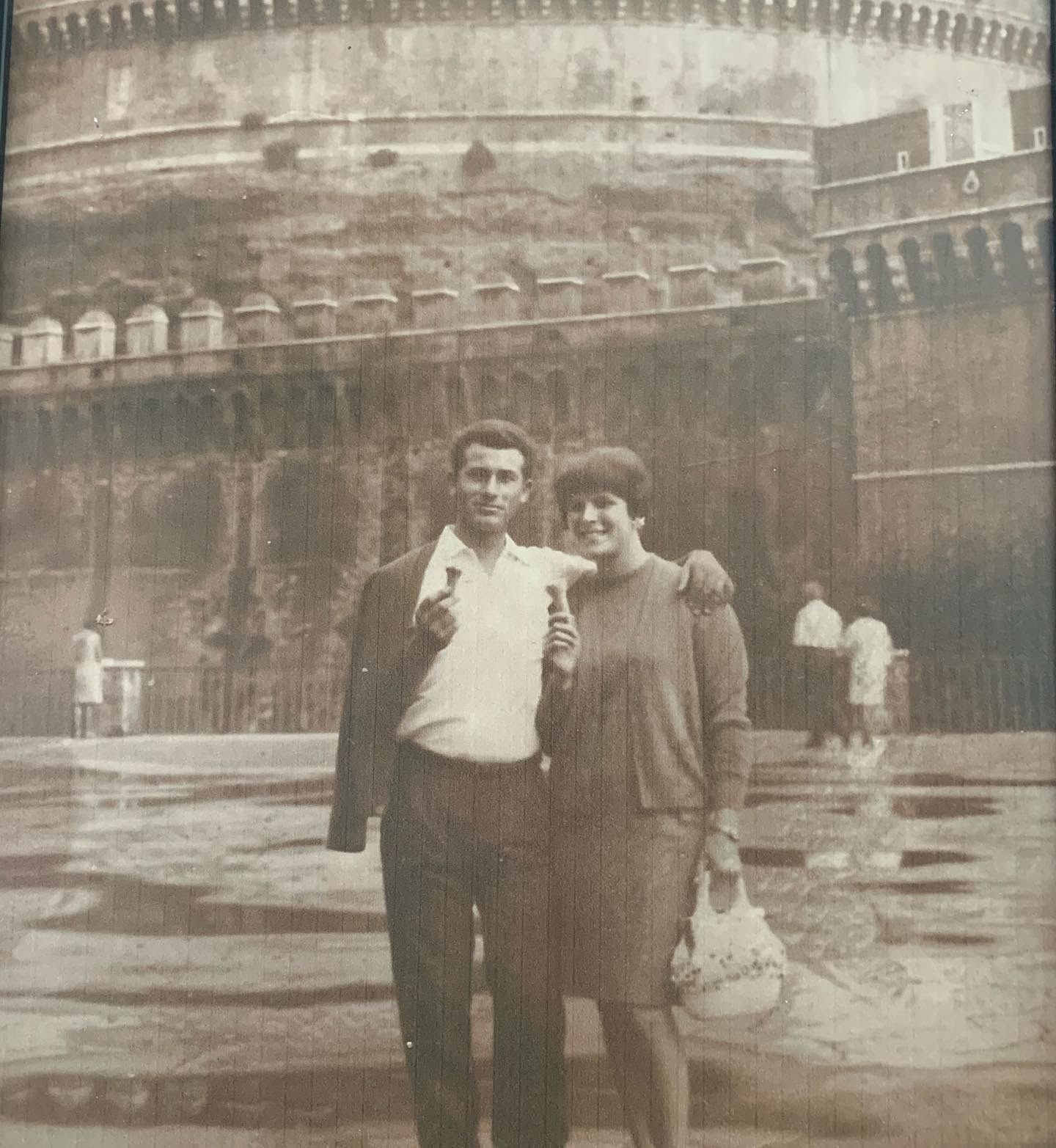 A young couple in a supplied vintage photograph