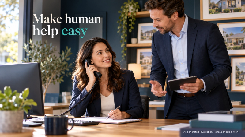 Real estate colleagues preparing a human handoff