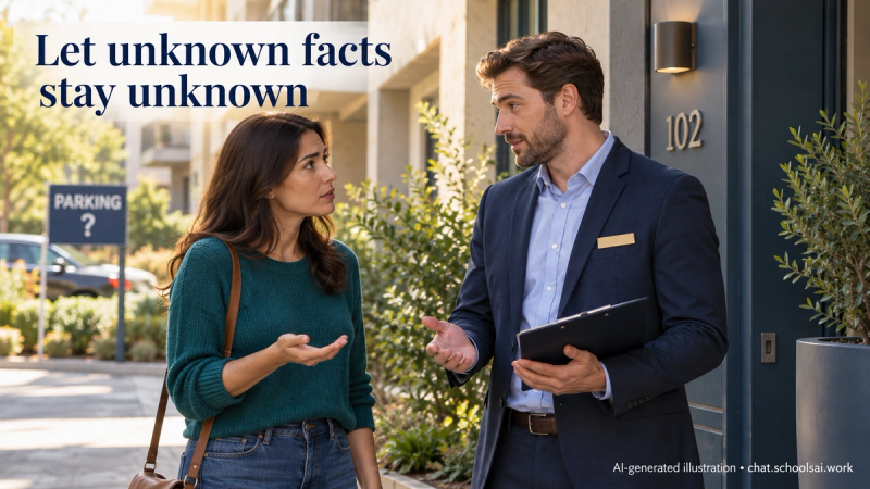 Property manager and renter discussing an unanswered parking question