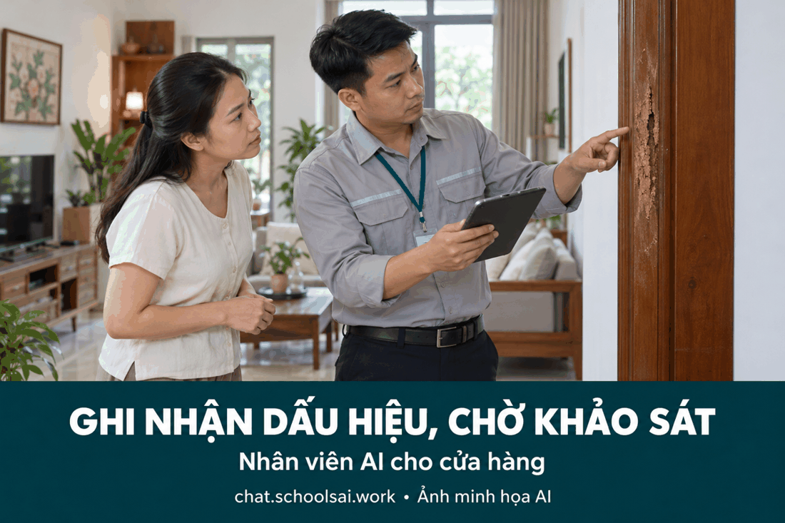 Nhân viên tiếp nhận yêu cầu khảo sát mối – ảnh minh họa AI