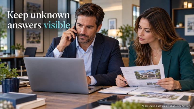 Two real estate colleagues checking an unknown property detail