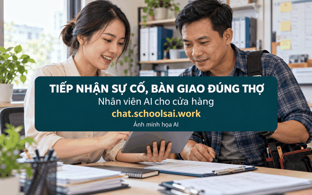 Tiếp nhận sự cố và bàn giao đúng thợ – ảnh minh họa AI