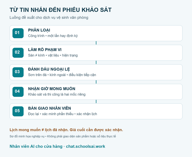 Quy trình năm bước tiếp nhận và bàn giao khảo sát