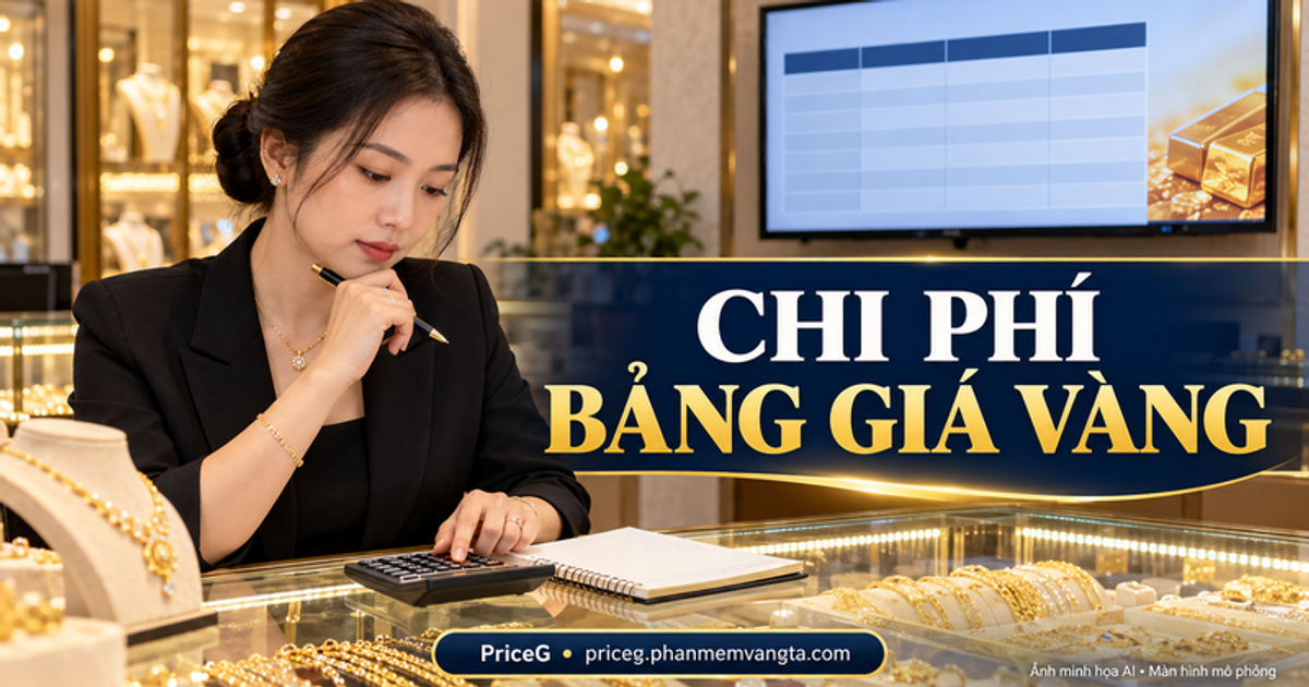 Lập ngân sách bảng giá vàng — ảnh minh họa AI, màn hình mô phỏng.