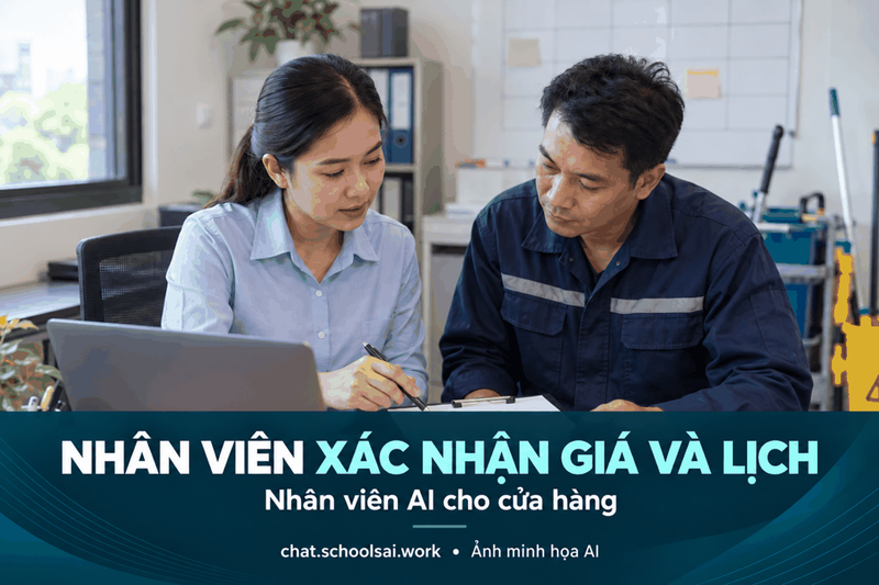Nhân viên xác nhận giá và lịch – ảnh minh họa AI