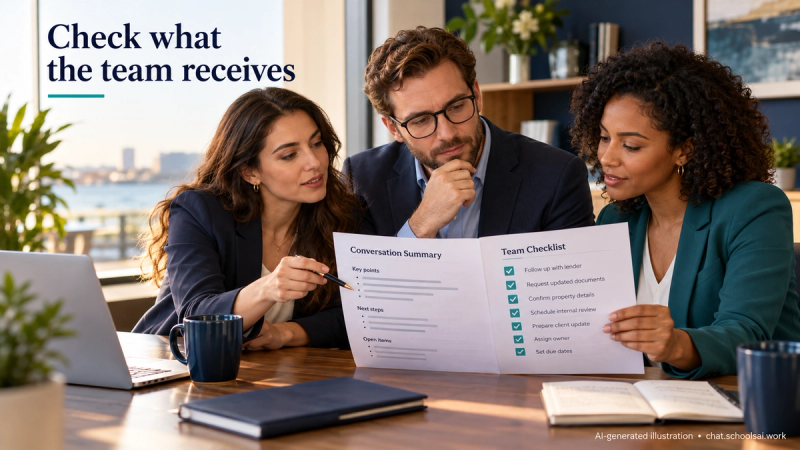 Brokerage reviewers checking the summary received by staff