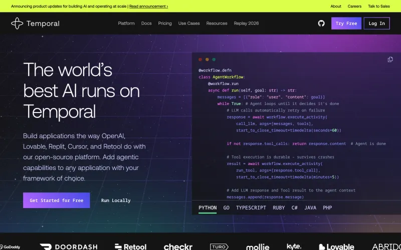 Temporal homepage