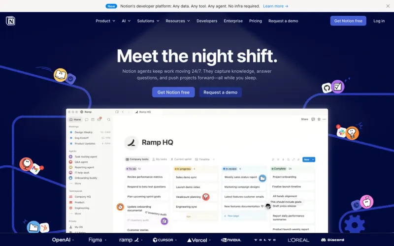 Notion (with CRM template) homepage screenshot