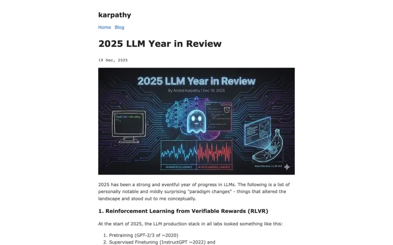 Karpathy 2025 LLM year-in-review post
