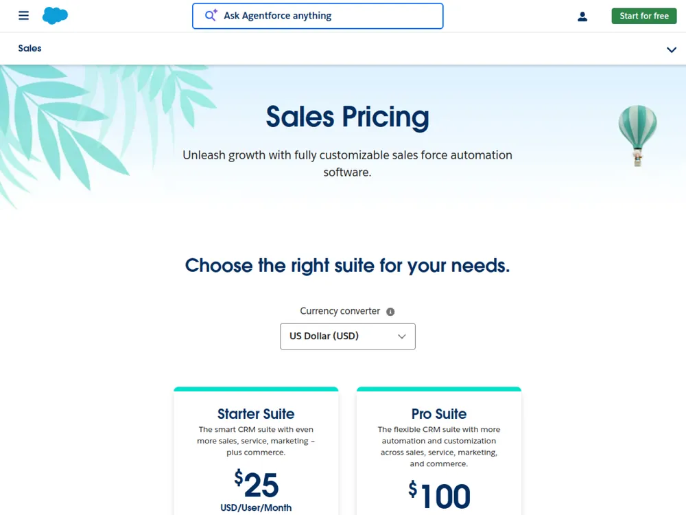 Salesforce Sales Cloud pricing: Starter, Pro, Enterprise, Unlimited (verified May 2026).