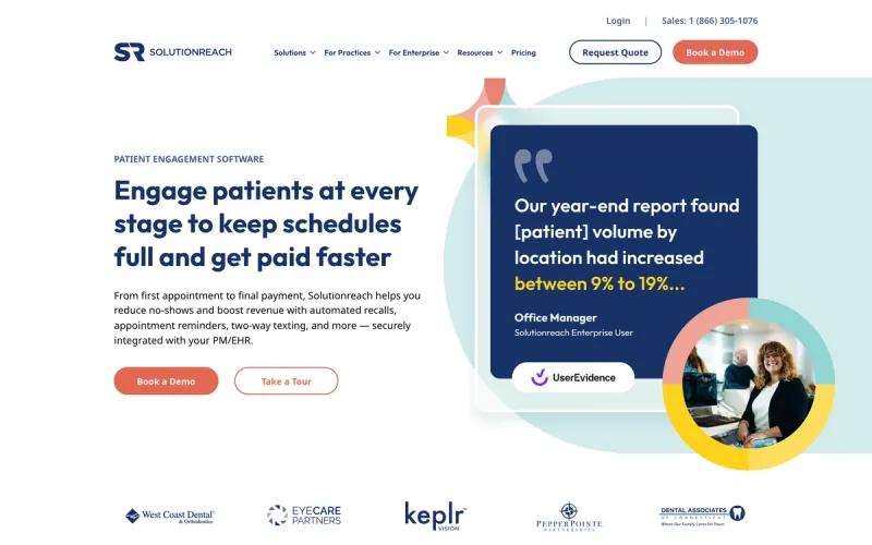 Solutionreach homepage screenshot