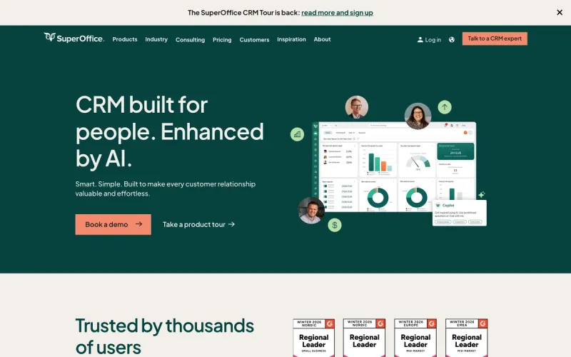 SuperOffice homepage screenshot
