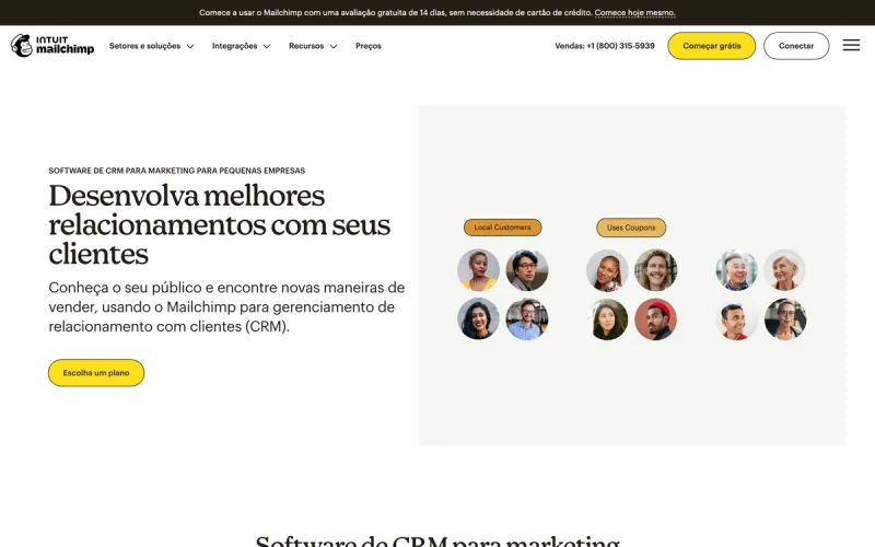 Mailchimp CRM homepage screenshot