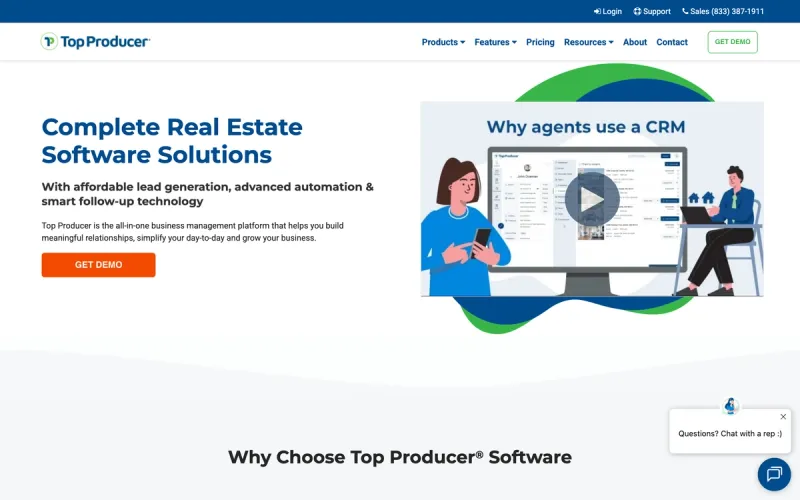 Top Producer homepage screenshot