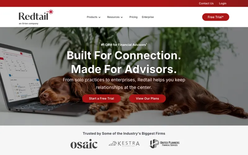 Redtail CRM homepage screenshot