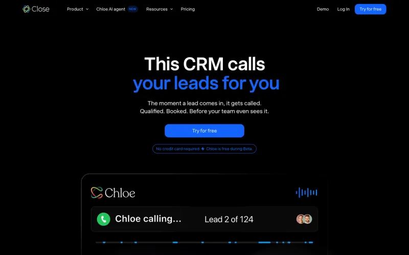 Close homepage screenshot