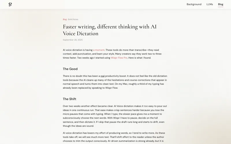 Pallav Sharda blog post on voice dictation thinking style