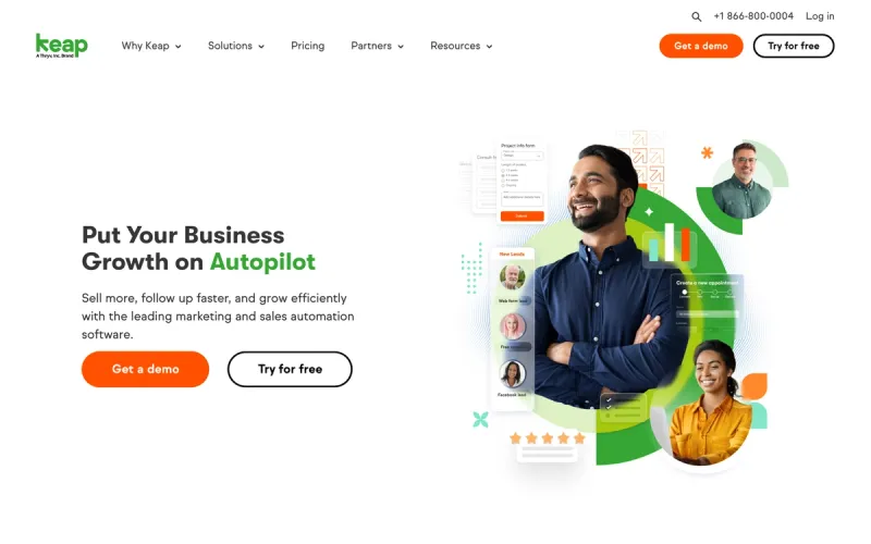 Keap (Infusionsoft) homepage screenshot