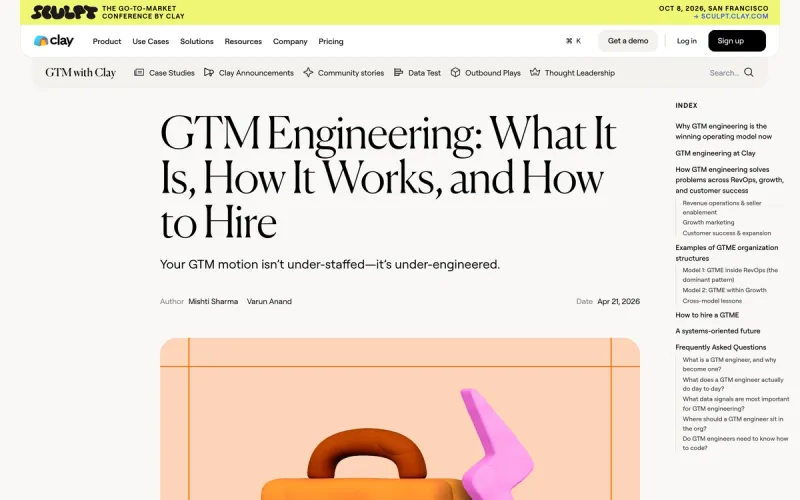 Clay GTM Engineering manifesto page