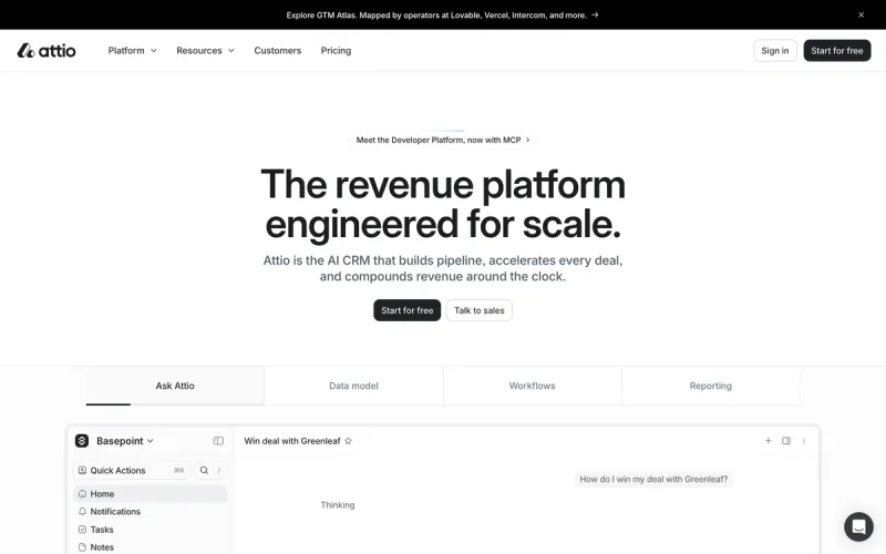 Attio homepage screenshot