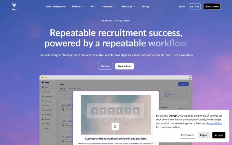 Loxo homepage screenshot