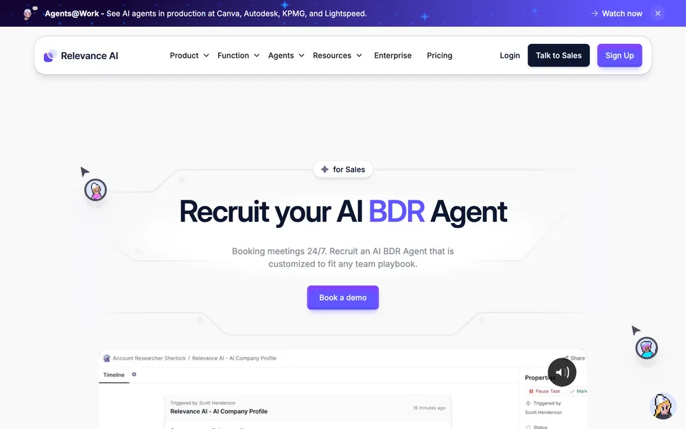 Bosh AI homepage: autonomous AI SDR.