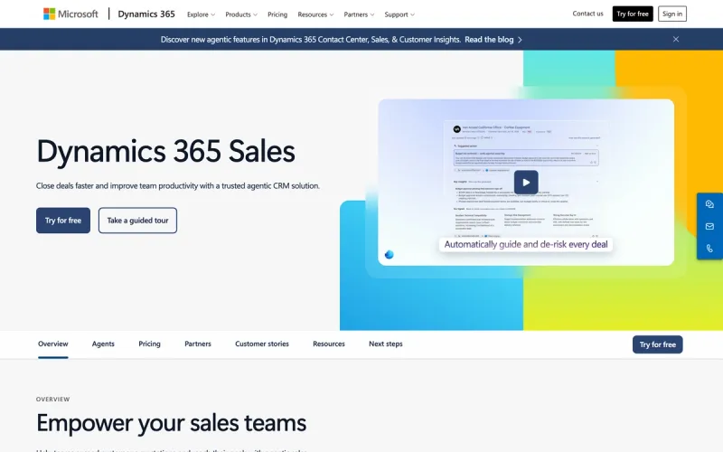 Microsoft Dynamics 365 Sales homepage screenshot