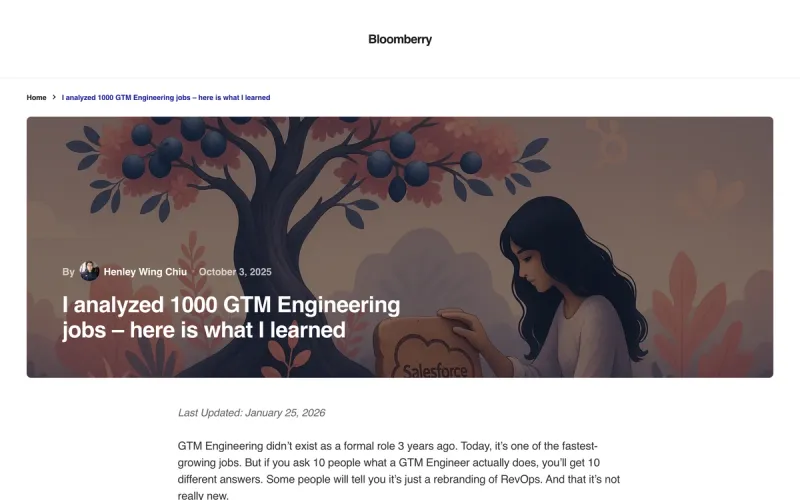 Bloomberry analysis of 1,000 GTM engineer jobs