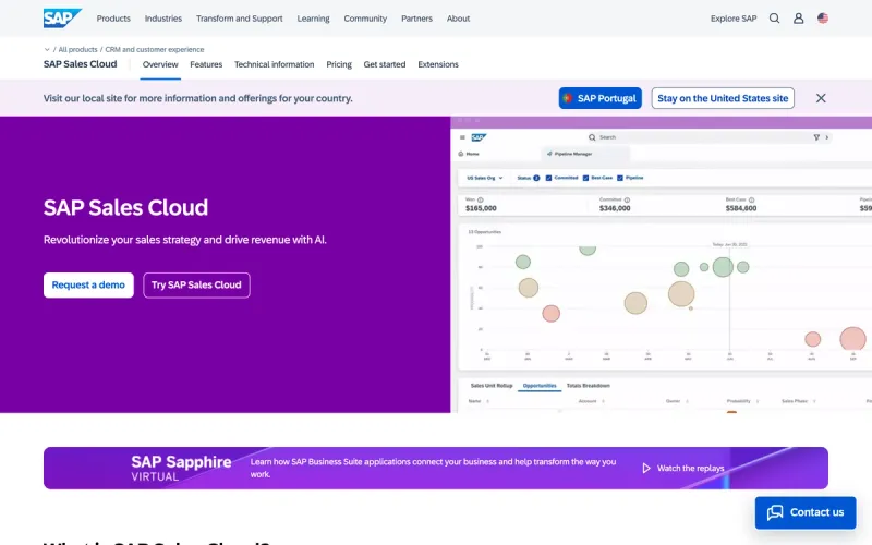 SAP Sales Cloud homepage screenshot
