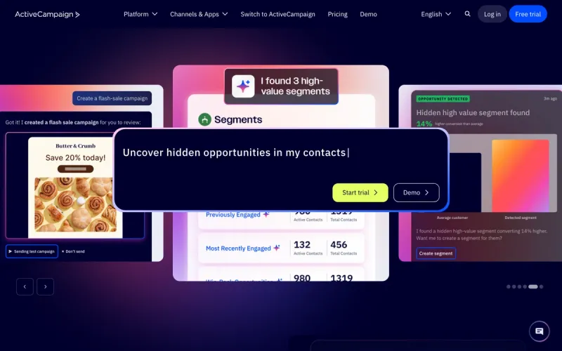 ActiveCampaign homepage screenshot