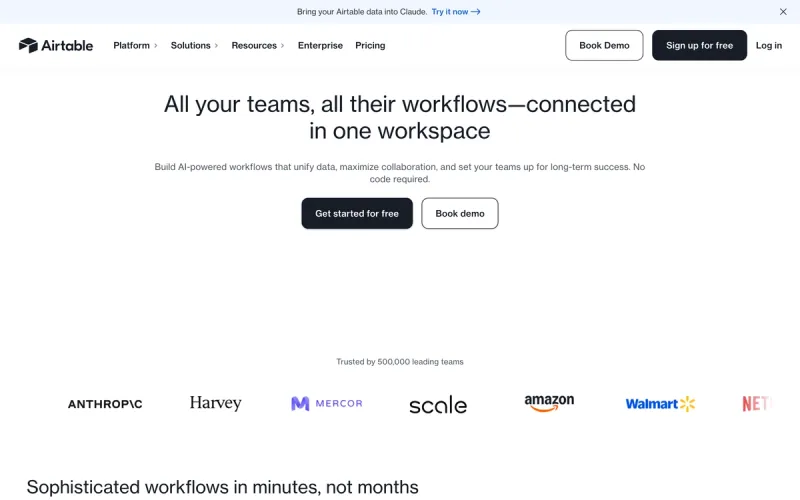 Airtable homepage screenshot