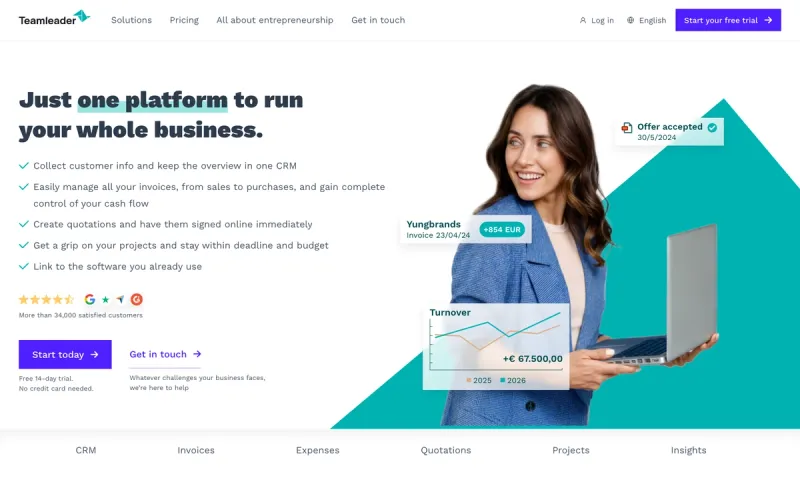 Teamleader homepage screenshot