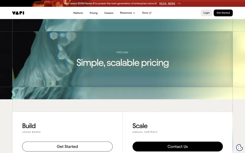 Vapi pricing: $0.05/min platform fee + STT/LLM/TTS/telephony billed separately; total $0.30-$0.33/min all-in (verified May 2026).