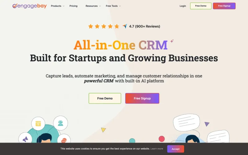 EngageBay homepage screenshot