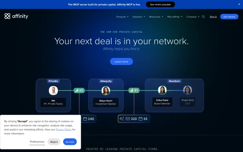 Affinity homepage screenshot
