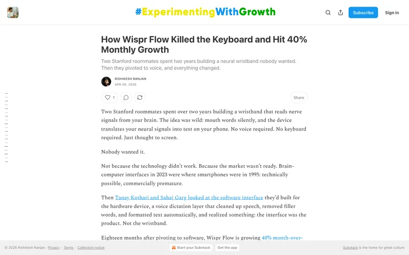 Product Growth blog teardown of Wispr Flow