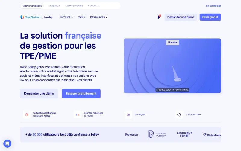 Sellsy homepage screenshot