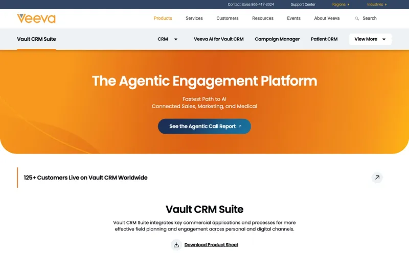 Veeva CRM homepage screenshot