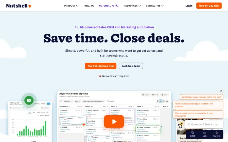 Nutshell homepage screenshot